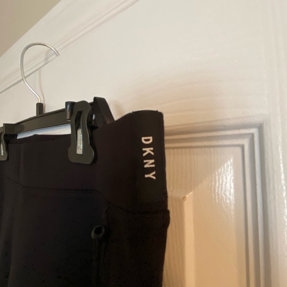 DKNY - woman’s leggings, black with faux leather. Size M - Picture 7 of 8